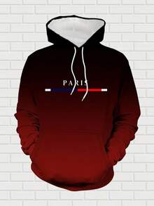 Autumn And Winter Black And Red Gradual Color Change 2026 Hot Selling Men's Street Fashion Hoodie Set - Đỏ - Xem 3