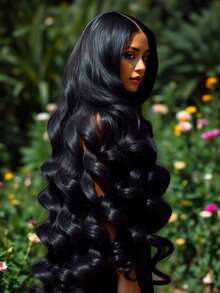 V Part Wigs Body Wave Human Hair Wig Upgrade V Part Wigs For Women Glueless V Part Wigs Brazilian Virgin Hair Body Wave Wigs Machine Made V Shape Wigs 200% Density Minimal Leave Out Curly V Part Human Hair Wigs 40 Inch - Natural Black - 查看 8