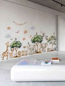 2pcs/1PC Wall Decals -[Forest Small Animal Wall Stickers, Cartoon Line Animal Wall Stickers] PVC Self-Adhesive Removable Wall Stickers For Nursery, Kids' Room, Playroom, Or Classroom – Cute & Creative Wall Decor For Any Space - Multicolor - View 4