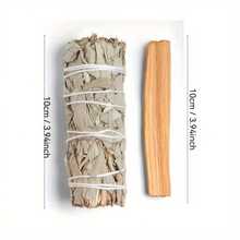 1 PC White Sage Bundles-Palo & 1 PC Holy Wood Santo Sticks Authentic,Peruvian Holy Wood Logs,Palo Santo Stick,Dried White Sage,For Smudging, Healing, Purifying, Meditating & Incense,Home Air Purification