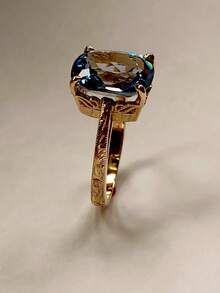 1pc Fashionable Cubic Zirconia Ring, Suitable As Women Wedding Engagement Valentine's Day Gift - Vàng - Xem 5