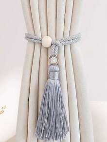 1/2pcs Bohemian Style Handmade Tassel Curtain Tiebacks With Wooden Beads, Polyester Boho Window Drape Holdbacks For Home Decoration - Multicolor - View 15