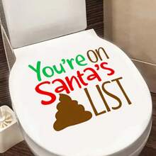 Autocolant decorativ pentru baie cu Moș Crăciun amuzant - Autocolant de perete de Crăciun cu text parodic umoristic, autoadeziv, ușor de dezlipit și lipit, autocolant de perete detașabil, decor festiv de Crăciun tip casă de la țară pentru sufragerie, bucătărie sau baie, decor de Crăciun pentru baie, decor de Crăciun