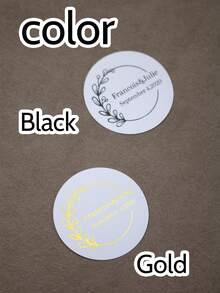 30-240Pcs Custom Wedding Stickers, Personalized Name Label Stickers, Customized Text Round Stickers, Customizable Thank You Stickers, Black Gold Vinyl Stickers For Birthday Party Decorations, Anniversary Gift Boxes - Style a - View 3