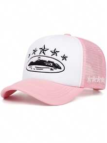 2025 Fashion Personalized Simplicity New Baseball Hat Five Star Embroidery Street Fashion Creative Hip Hop Hat Street Dance Decoration Hat Outdoor Leisure Sports Sunshade Hat Breathable Mesh Hat For Daily Life Suitable For Both Men And Women