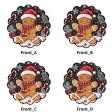 雪人冬季圆形餐垫 - 4 件防滑耐热桌垫，仅可干洗，非常适合冬季用餐、派对装饰、家居、厨房、宴会、咖啡厅，美观设计，耐用