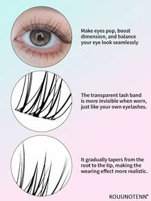 80片超自然睫毛簇，DIY睫毛嫁接，透明睫毛梗，精致单根睫毛，C型卷翘，舒适柔软，轻盈睫毛簇，睫毛簇，单根睫毛，假睫毛，假睫毛 - C - 查看 5