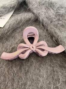 1pc Korean Style Elegant Bowknot Gold Label Hair Clip, Large Size Suitable For Thick Hair, Stylish Barrette For Occiput Hair Accessories Women Claw Clip