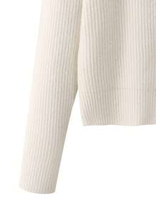 1pc Women's Solid Color Collar Cardigan, Knitted, Front Button Pocket, Ribbed, Suitable For Return To School, Party, Travel And Everyday Wear