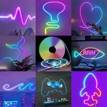 RGB Flexible Neon Light Strip, USB Powered With Remote Control, Multi-Color Switching, DIY For TV Backdrop, Living Room Decor, Gaming Room, Christmas & Halloween Decoration