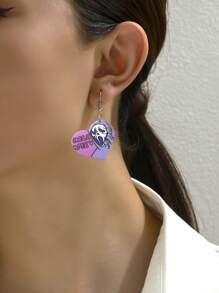 1 对亚克力朋克哥特风格心形骷髅手机吊坠耳环，趣味派对服装珠宝礼物，适合女性、万圣节