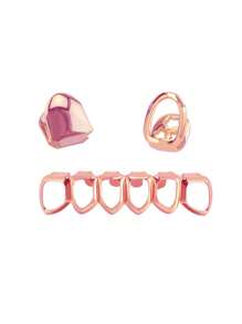 1 Set Classic Smooth Single Tooth & Hollow Tooth Combination Jewelry, Suitable For Party, Daily Wear, Unisex