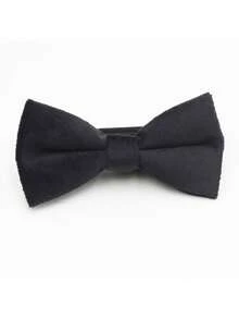 1pc Fashion Velvet Children's Solid Color Bow Tie, Double Layer Clip-On Bow Tie Suitable For Boys, Girls, Students, Performances, Parties, Casual Wear