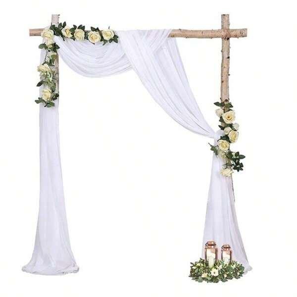 1 pièce (300*75cm/118*30 pouces) Rideaux transparents blancs en forme d'arche, décor de rideau pour mariage, fête, plafond, arche de mariage, réception. Tissu de décoration, pour mariage, fête, Noël