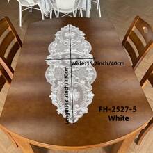 HXARTMIS 1 Piece, White Lace Table Runner, Exquisite Machine-Made Floral Design Polyester Tablecloth, Suitable For All Seasons. Table Runner, Modern Table Runner, Table Runner, Table Centerpiece, Modern Table Centerpiece, Breakfast Placemats - White - View 10