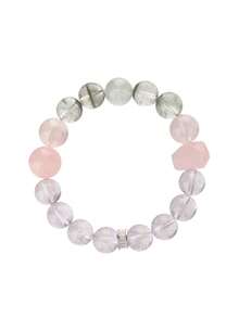 1pc High Quality S925 Silver Natural Amethyst Bracelet, Pink Quartz & Green Phantom Quartz Emotional Regulation & Luck Attracting Premium Bracelet. Suitable For Self, Bestie, Girlfriend, Friend, Mom, Unisex. Jewelry Color Random. - Bracelet - View 3