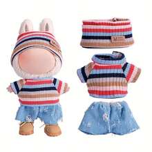 6.69-Inch Doll Clothes, Compatible With Labubu,1sets Of Decoration - Fashionable Bucket Hat And Sweater And Pants Or Skirt Set, Suitable For 6.69-Inch Dolls, Cute BuLabu Accessories, For Play And Display (Shoes And Dolls Not Included) - Multicolor - View 13