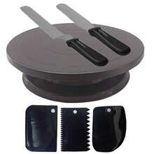 Kit de décoration de gâteau de 28 cm, fournitures de cuisson, plateau tournant de gâteau avec 2 spatules droites et coudées pour le glaçage, 3 lisseurs et grattoirs à glaçage. Accessoires et outils de cuisson pour débutants et professionnels, disponibles en plusieurs couleurs. - Multicolore - Voir 15