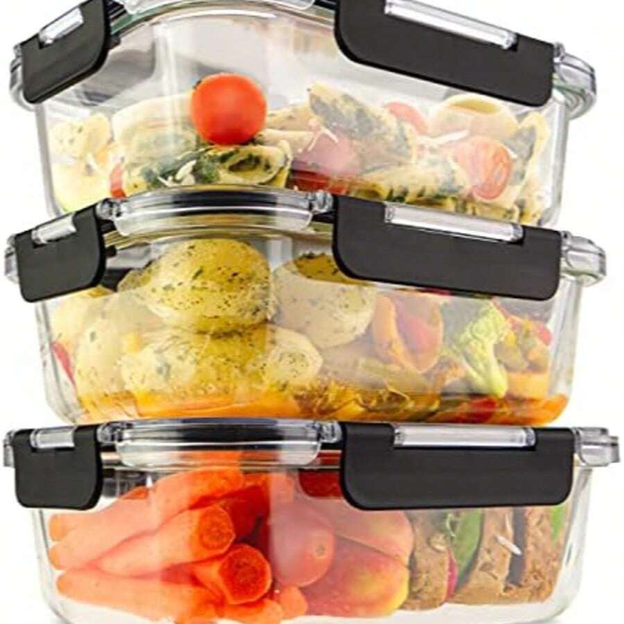 1 X 1050ml 大型 Tritan® 玻璃食品储存容器带盖，适用于洗碗机/烤箱/微波炉/冰箱，密封厨房容器