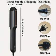 2-In-1 Hair Straightener Curling Iron Ceramic Plate Negative Ion Wide Plate Temperature Adjustable Hair Straightener - UK Plug(220-240V) - View 2