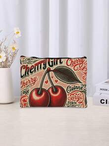 1 件复古樱桃化妆包 - 樱桃设计复古化妆包，便携式旅行收纳袋，可收纳刷子和洗漱用品，男女通用美学配件包，健身、露营、商务旅行、化妆旅行包、圣诞礼物 - 彩色 - 查看 4