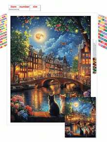 5D DIY Diamond Painting Kit, Landscape Diamond Painting, Adult Beginner 5D Full Round Diamond Embroidery Crystal Mosaic Handicraft, Comes With A Set Of Tools, Suitable For Home Wall Decoration, Thanksgiving Christmas Gift For Family And Friends - Multicolor - View 3
