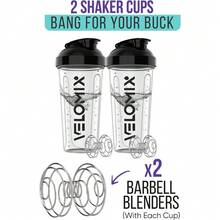 2 Pack 28oz Fitness Shaker Bottles With Stainless Steel Whisk Balls, Leakproof Protein Mixer Cup For Gym Workout School Travel, Includes Cleaning Brush & Wide Mouth Design For Easy Mixing - 4) Clear Prime - 查看 2