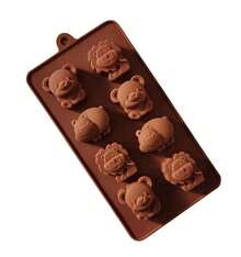 Molde De Silicone COM 8 ANIMAIS SAFARI 3 MODELOS De Grau Alimentar Antiaderente 3D Para Confeitaria/Chocolates/Doces/Bolo/Utensílio De Cozinha DIY - Chocolate - Visão 1