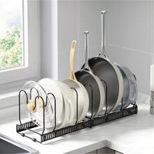 Organizador de Panelas Tigelas e Tampa Ajustável 7 Níveis para Cozinha Compacta Montagem Fácil sem Parafusos - Preto - Visão 4