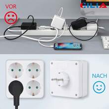 CILIA 1/2 Pcs Surface Schuko Base With 4 Outlets, 250V/16A, White, Portable For Home ,Office And College Use - 歐規F型插(220-240V) - 查看 3