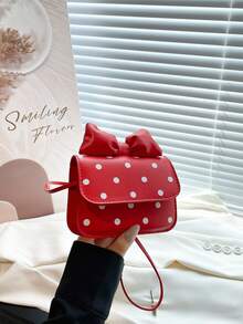迷你时尚新款女士波尔卡圆点PU皮革小方形单肩斜挎包 - 紅色 - 查看 2