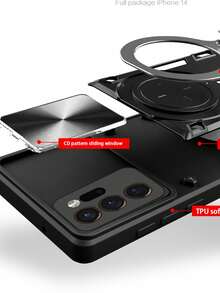 Jiashang+清潔布+支架新款手機殼，360度旋轉指環座+重型防摔殼兼容蘋果11/12/13/14/15 Pro Max，三星S22/23/24+UA04/A05/A14/A15/A24/A25/A34/A54S/Transsion/Moto/Xiaomi/OPPO/VIVO/Redmi Note 13c+ HONOR X7/X8/X9B，TPU材料全套電話保護殼/ Pixel 6/7/8/9專業版A - 黑色 - 查看 6