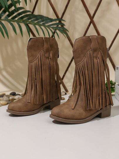 ¡Botas para niños de estilo pionero americano Otoño/Invierno 2025: envejecido con curtido vegetal + borlas de cuerda de paraguas anti-caída; Protector de tobillo con cremallera lateral hasta la pantorrilla; ¡Caja de regalo para granja de 4 a 12 años!