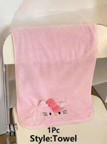 Sanrio 1 Stück Hello Kitty Bademantel Handtuch, süße rosa Korallen Fleece Katze, kann als Haarkappe verwendet werden, saugfähig und weich, ideal als Geburtstagsgeschenk für Freunde (einige Teile können zufällig sein), Duschhandtücher für Schönheitssalon, Hotel, Sport, Zuhause Essentials, Handtuch, Hautpflege
