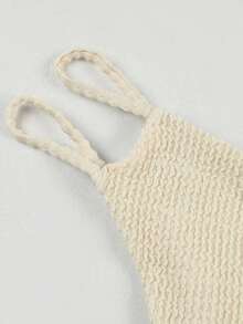 Traje de baño de tres piezas para mujer, estilo europeo y americano, de un solo hombro, irregular, de alta gama, para vacaciones en la playa, traje de baño de moda esencial - Blanco - Ver 5