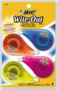 WOTAPP418 Wite-Out EZ Correct Correction Tape, Non-Refillable, 1/6-Inch X 400-Inch, 4/Pack,9596001