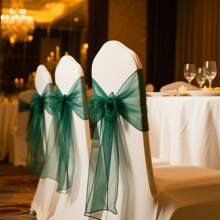 10/25pcs Organza Chair Sash, Dining Table Decor Organza Bowknot Chair Bows, Wedding Supplies Chair Back Decor Ribbons, 18cm Wide, 275cm Long, Need DIY Tie Into Butterfly Shape, Glass Yarn Chair Back Chiffon Festival Party Decor, Organza Canopy Staircase Chiffon Flowers Outdoor Tent Wedding Ceremony Graduation Party Backdrop Decoration, Interactive Party Atmosphere Supplies, Gift Wrapping Decorative Ribbons - Multicolor - View 8