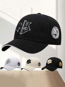 1 件男女通用休闲纯色字母刺绣棒球帽，涤纶后扣帽，适合户外活动和日常穿着