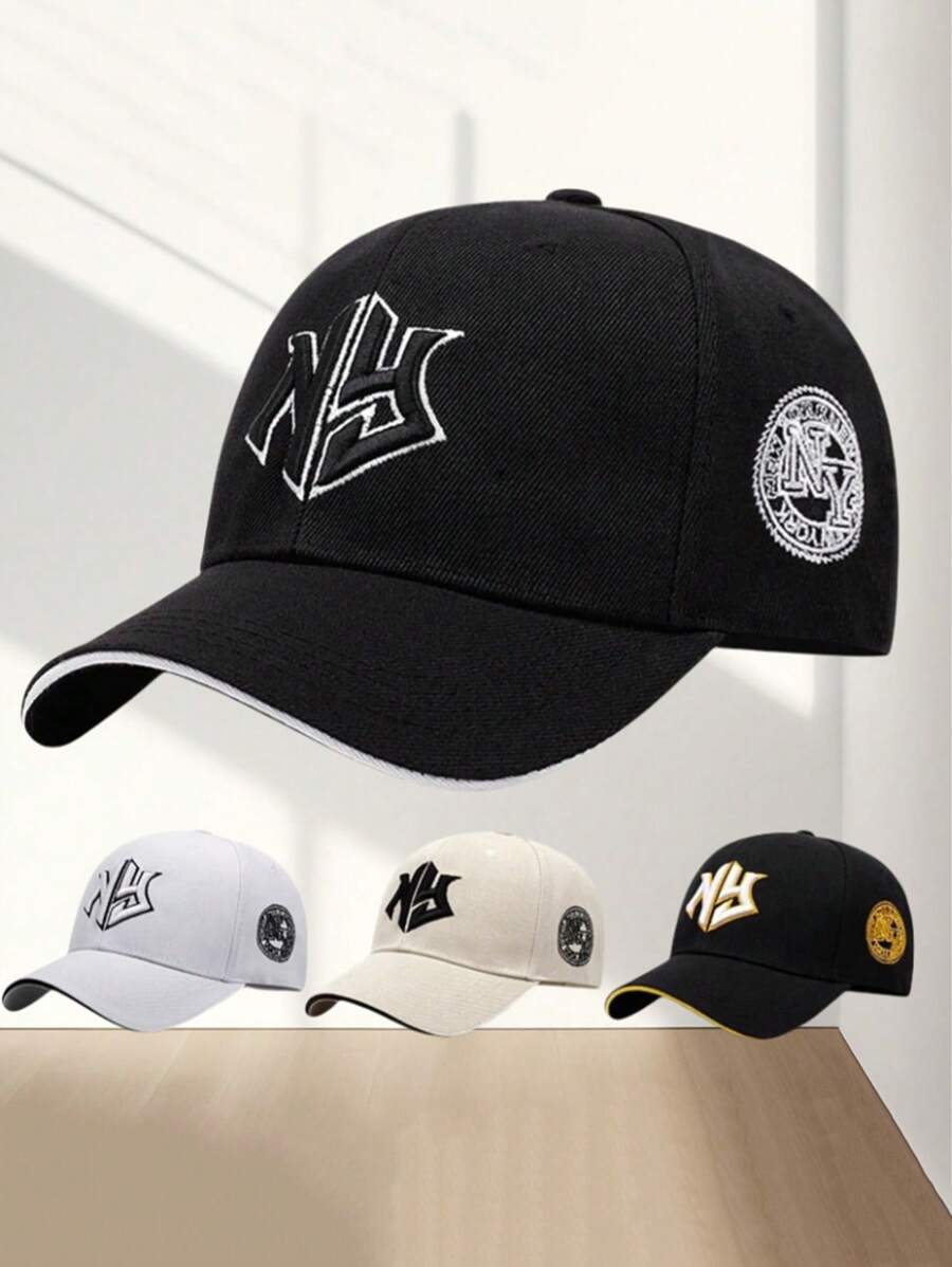 1 件男女通用休闲纯色字母刺绣棒球帽，涤纶后扣帽，适合户外活动和日常穿着