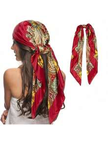 1/3件套圣诞节新款缎面布料节日趣味角色扮演中世纪文艺复兴海盗头箍和腰带配饰，含海盗面具，情人节化装舞会派对魔术服装道具，新款派对服装 - 彩色 - 查看 4