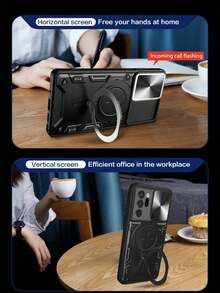 Jiashang+清潔布+支架新款手機殼，360度旋轉指環座+重型防摔殼兼容蘋果11/12/13/14/15 Pro Max，三星S22/23/24+UA04/A05/A14/A15/A24/A25/A34/A54S/Transsion/Moto/Xiaomi/OPPO/VIVO/Redmi Note 13c+ HONOR X7/X8/X9B，TPU材料全套電話保護殼/ Pixel 6/7/8/9專業版A - 黑色 - 查看 9