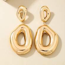 轻巧时尚的重型熔岩椭圆形圆形几何圆形重型吊坠耳环，适合女性派对日常佩戴 - 耳環 - 查看 1