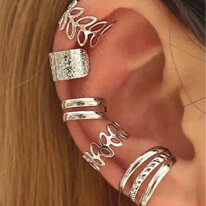 5 Pieces Of Women's Fashionable And High-End Jewelry With Adjustable Earrings Without Ear Holes, Non Piercing Cartilage Clip Earrings, Ear Studs, Male Ear Clips Wrapped Around Ears, Jewelry Set