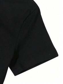 Printed T-Shirt Football Fan Commemorative Short Sleeved Top - Black - View 4