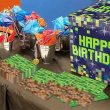 20pcs/40pcs/60pcs/Set Serbet Pesta Pixel - Serbet Dekoratif Sekali Pakai Bertema Video Game, Dekorasi Peralatan Makan Pesta Ulang Tahun, Liburan, dan Acara Kumpul Teman, Dekorasi Serbet Pesta, Peralatan Makan Liburan, Desain Menarik - Multiwarna C - View 2