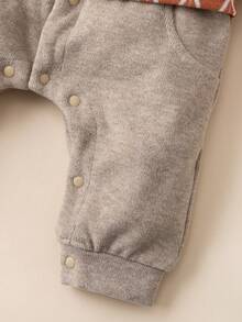 几何图案宝宝绅士服春秋长袖系带连体裤，易于穿着（适合宝宝派对和各种场合） - 亮橙色 - 查看 8