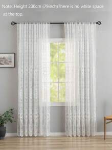 1Panel French Romantic White Pearls Embroidered Bedroom Tulle Curtains, Luxury Sheer Tulle Curtains For Living Room Villa Door Window Decor Voile Drapes - White - View 6