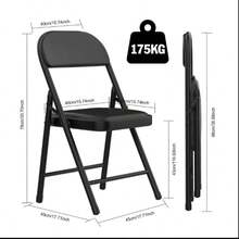 PU Folding Chair Set Of 4 Folding Chairs Strong Metal Frame Camping Chair Foldable Chair Office Chair Space-Saving Desk Chair For Home Office, Guest Room, Conference Room - Black - View 4
