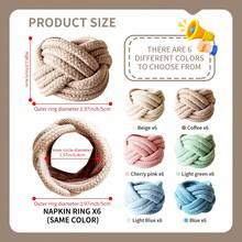 6pcs/Set Handmade Woven Flower Shaped Napkin Rings, 1.57*1.97inch (4*5cm) Thick Rope Woven Napkin Rings, Farmhouse Napkin Rings For Thanksgiving, Birthday Party, Wedding Table Decor