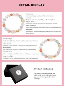 [VE] 1 件高品质 S925 银多巴胺天然石英水晶手链，天然正品护身符水晶，节日馈赠佳品。包含白水晶、粉水晶、紫水晶、红树脂花、白月光石、黄水晶、绿东陵石、橙月光石、黄树脂花和雪花黑曜石。适合自己、闺蜜、女友、朋友、妈妈，以及男女通用。首饰颜色多样。